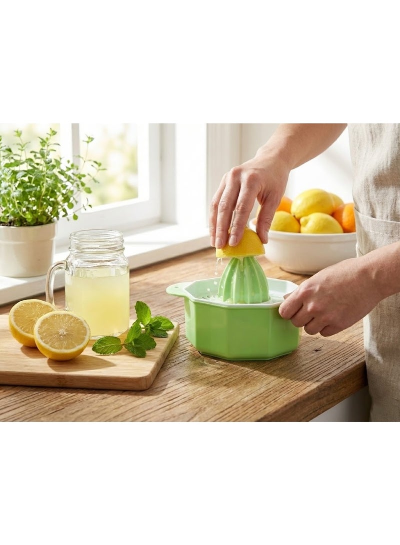 Manual Citrus Juicer & Lemon Squeezer with Built-in Strainer and Pour Spout - Portable Hand Press for Fresh Juice - Pastel Green - Image 3